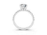 White gold Princess Cut Moissanite Solitaire Pavé Engagement Ring with Round Band and Prong Setting_81