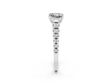 White gold Princess Cut Moissanite Solitaire Ring with Cathedral Setting and Pavé Band_2