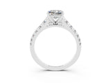 White gold Princess Cut Moissanite Solitaire Ring with Cathedral Setting and Pavé Band_3
