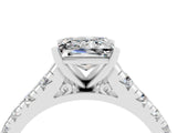 White gold Princess Cut Moissanite Solitaire Ring with Cathedral Setting and Pavé Band_4