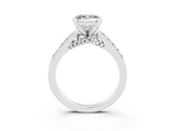 White gold Princess Cut Moissanite Solitaire Ring with Crossover Gallery and Round  Pavé Band_15