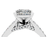 White gold Princess Cut Moissanite Solitaire Ring with Crossover Gallery and Round  Pavé Band_16
