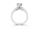 White gold Princess Cut Moissanite Solitaire Ring with Crossover Gallery and Round  Pavé Band_39