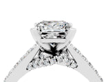 White gold Princess Cut Moissanite Solitaire Ring with Crossover Gallery and Round  Pavé Band_40