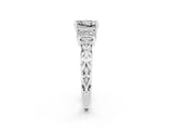 White gold Princess Cut Moissanite Solitaire Ring with Filigree Band and Four-Prong Setting_38