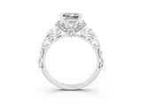 White gold Princess Cut Moissanite Solitaire Ring with Filigree Band and Four-Prong Setting_39