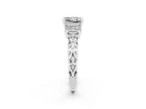 White gold Princess Cut Moissanite Solitaire Ring with Filigree Band and Four-Prong Setting_50