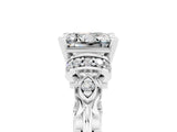White gold Princess Cut Moissanite Solitaire Ring with Filigree Band and Four-Prong Setting_53