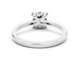 White gold Princess Cut Moissanite Solitaire Ring with Flower Prong Setting and Classic Band_12
