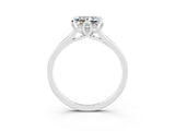 White gold Princess Cut Moissanite Solitaire Ring with Flower Prong Setting and Classic Band_15