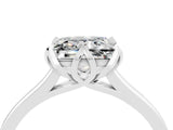 White gold Princess Cut Moissanite Solitaire Ring with Flower Prong Setting and Classic Band_16