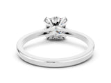 White gold Princess Cut Moissanite Solitaire Ring with Flower Prong Setting and Classic Band_60