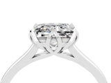 White gold Princess Cut Moissanite Solitaire Ring with Flower Prong Setting and Classic Band_64