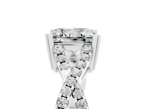 White gold Princess Cut Moissanite Solitaire Ring with Four-Prong Setting and Twisted Pavé Band_5