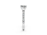 White gold Princess Cut Moissanite Solitaire Ring with Pavé Accents and Four-Prong Setting_2