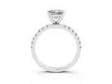 White gold Princess Cut Moissanite Solitaire Ring with Pavé Accents and Four-Prong Setting_3