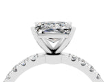 White gold Princess Cut Moissanite Solitaire Ring with Pavé Accents and Four-Prong Setting_4