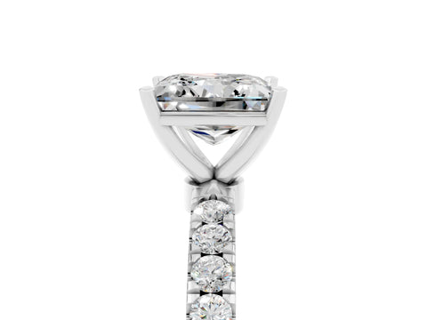 White gold Princess Cut Moissanite Solitaire Ring with Pavé Accents and Four-Prong Setting_5