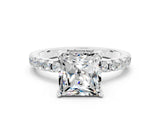 White gold Princess Cut Moissanite Solitaire Ring with Pavé Band and Four-Prong Setting_12