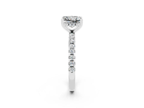 White gold Princess Cut Moissanite Solitaire Ring with Pavé Band and Four-Prong Setting_14