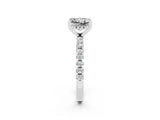 White gold Princess Cut Moissanite Solitaire Ring with Pavé Band and Four-Prong Setting_14