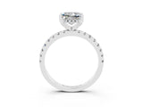 White gold Princess Cut Moissanite Solitaire Ring with Pavé Band and Four-Prong Setting_15