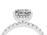 White gold Princess Cut Moissanite Solitaire Ring with Pavé Band and Four-Prong Setting_16