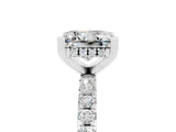 White gold Princess Cut Moissanite Solitaire Ring with Pavé Band and Four-Prong Setting_17