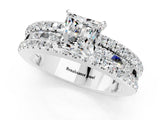 White gold Princess Cut Moissanite Solitaire Ring with Pavé and Channel Set Band_1