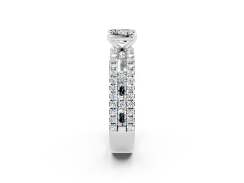 White gold Princess Cut Moissanite Solitaire Ring with Pavé and Channel Set Band_2