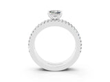 White gold Princess Cut Moissanite Solitaire Ring with Pavé and Channel Set Band_3