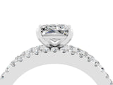 White gold Princess Cut Moissanite Solitaire Ring with Pavé and Channel Set Band_4