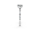 White gold Princess Cut Moissanite Solitaire Ring with Pave Band and Four Prong Setting_26