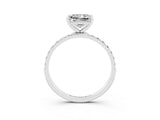 White gold Princess Cut Moissanite Solitaire Ring with Pave Band and Four Prong Setting_27