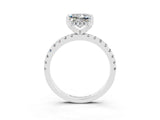 White gold Princess Cut Moissanite Solitaire Ring with Round  Pavé Band and Four-Prong Setting_51