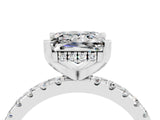 White gold Princess Cut Moissanite Solitaire Ring with Round  Pavé Band and Four-Prong Setting_52