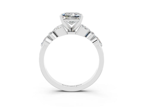White gold Princess Cut Moissanite Solitaire Ring with Side Stones and Four-Prong Setting_27