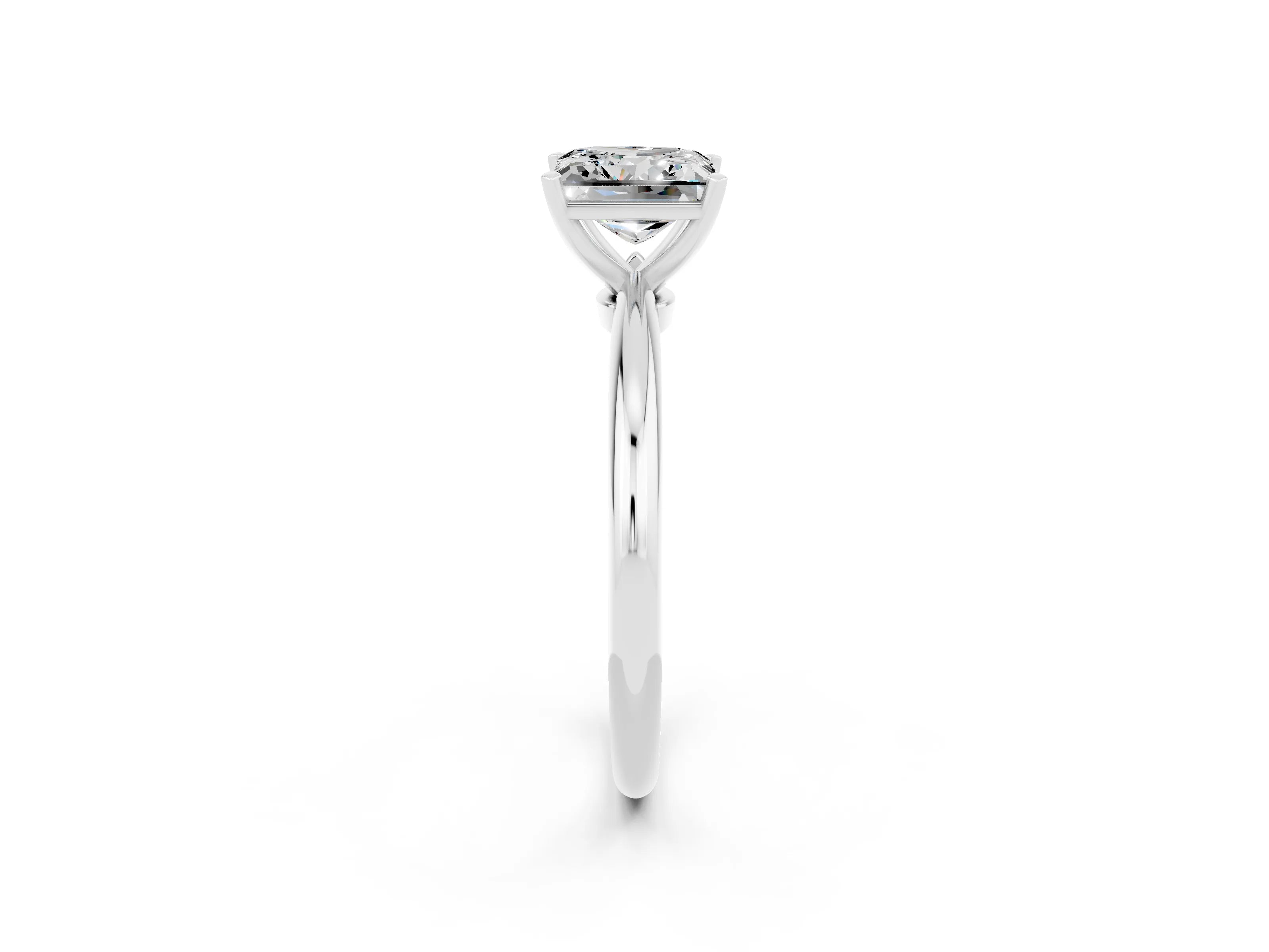 White gold Princess Cut Moissanite Solitaire Ring with Six-Prong Setting and Classic Band_14