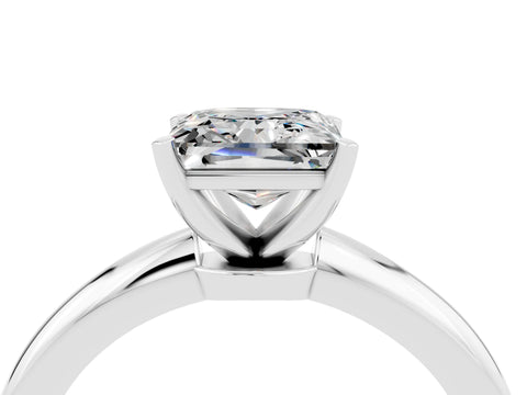 White gold Princess Cut Moissanite Solitaire Ring with Six-Prong Setting and Classic Band_16