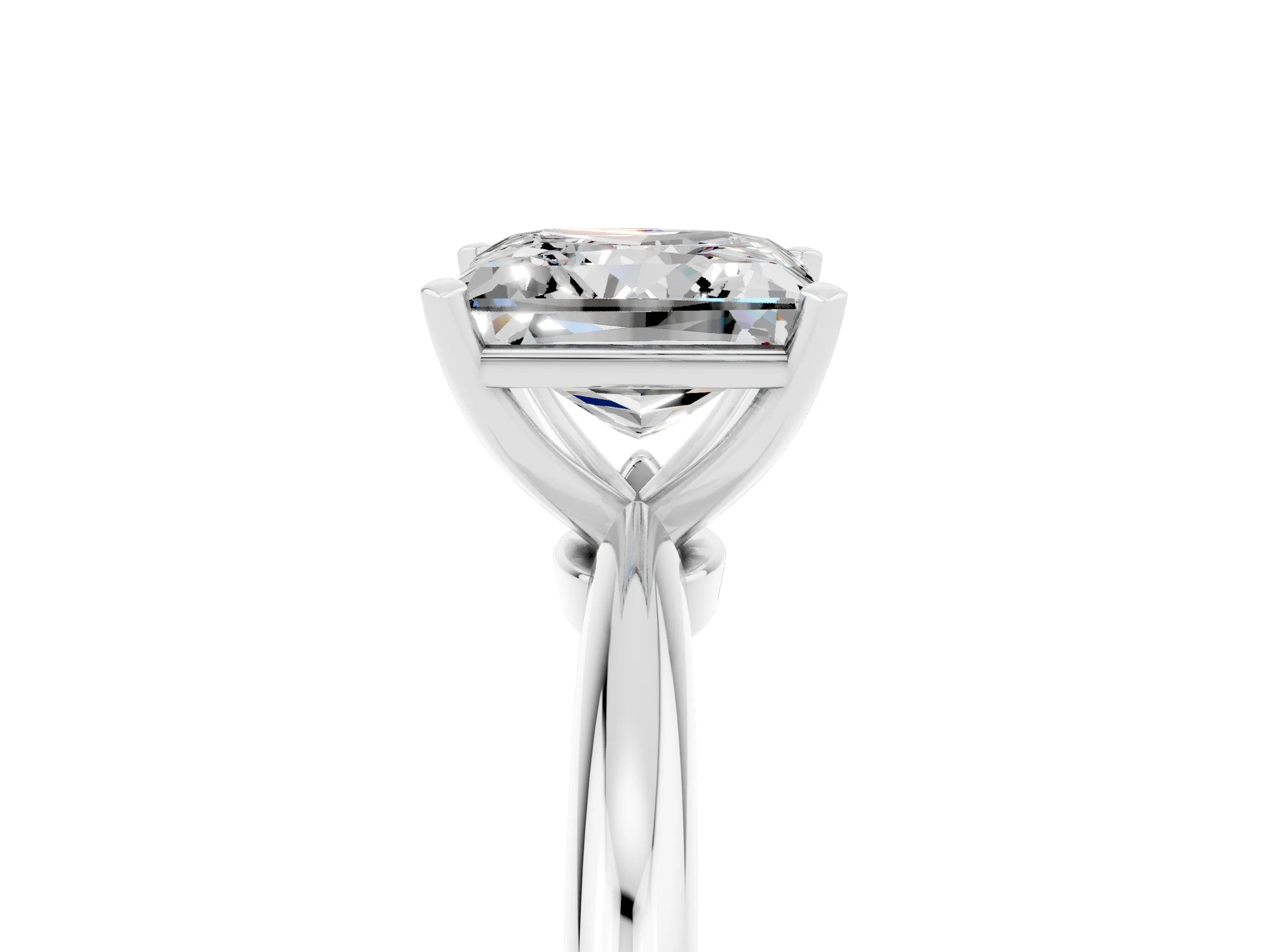 White gold Princess Cut Moissanite Solitaire Ring with Six-Prong Setting and Classic Band_17