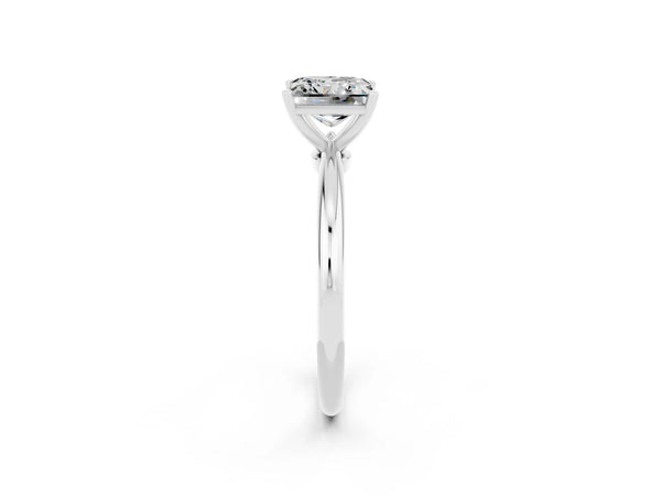 Silver Princess Cut Moissanite Solitaire Ring with Six-Prong Setting and Classic Band