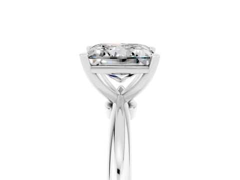 White gold Princess Cut Moissanite Solitaire Ring with Six-Prong Setting and Classic Band_5