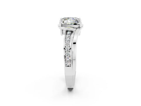 White gold Princess Cut Moissanite Solitaire Ring with Split Shank and Prong Setting_2