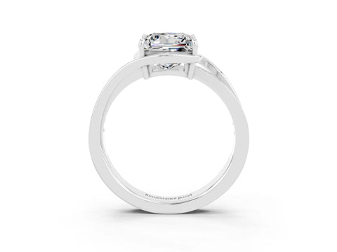 White gold Princess Cut Moissanite Solitaire Ring with Split Shank and Prong Setting_3