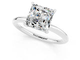 White gold Princess Cut Moissanite Solitaire Ring with Thin Band and Four-Prong Setting_1