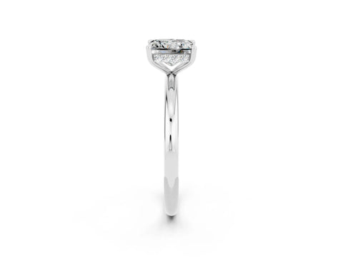 White gold Princess Cut Moissanite Solitaire Ring with Thin Band and Four-Prong Setting_2
