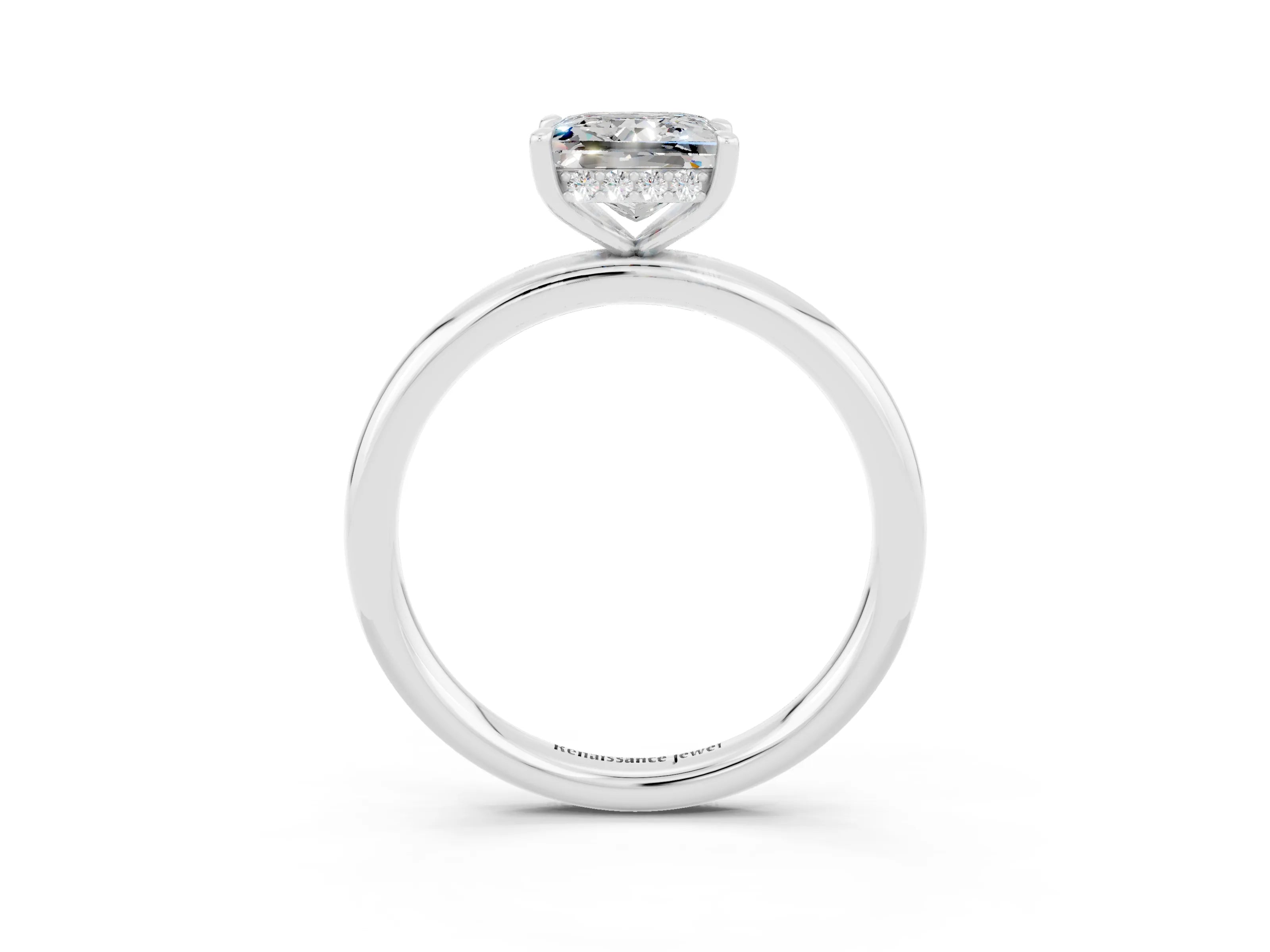 White gold Princess Cut Moissanite Solitaire Ring with Thin Band and Four-Prong Setting_3