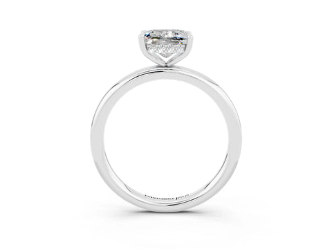 White gold Princess Cut Moissanite Solitaire Ring with Thin Band and Four-Prong Setting_3