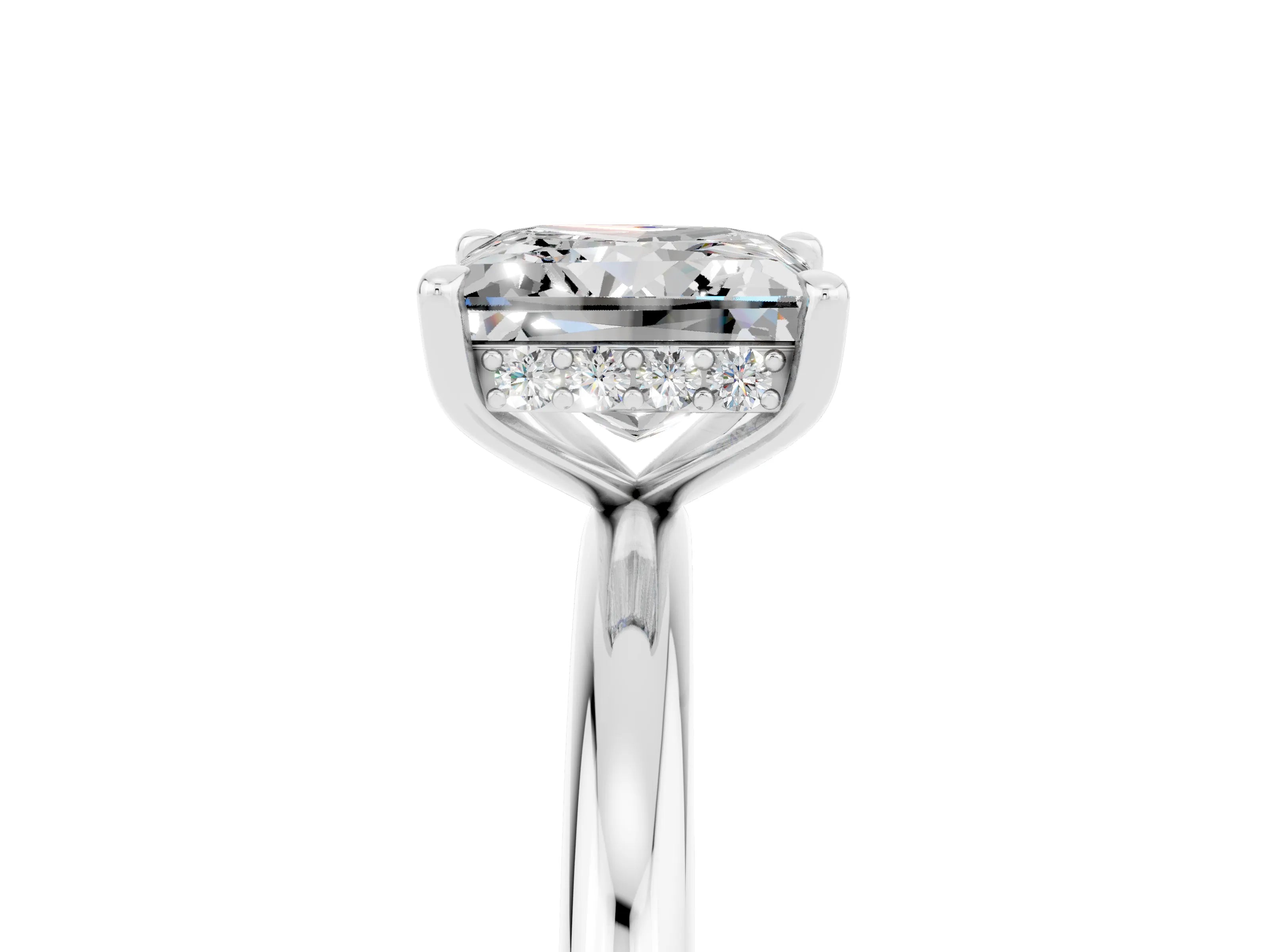 White gold Princess Cut Moissanite Solitaire Ring with Thin Band and Four-Prong Setting_5