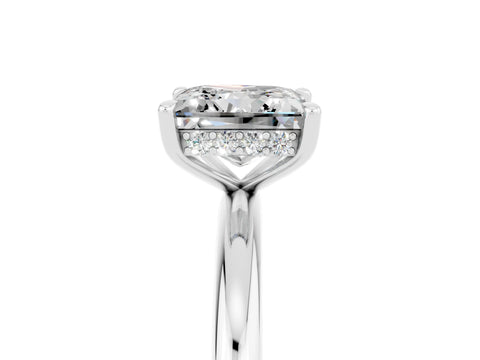 White gold Princess Cut Moissanite Solitaire Ring with Thin Band and Four-Prong Setting_5